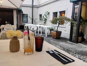 Summer lemonade on the patio at Gaudi&Naan in Ljubljana