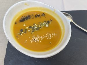 Pumpkins and cauliflower soup  at Gaudi&Naan in Ljubljana