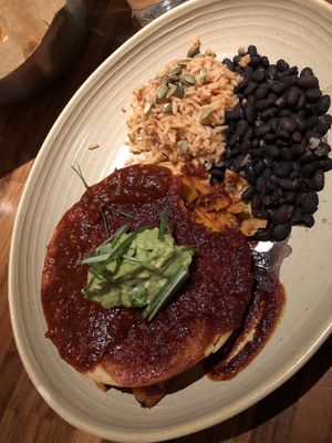 Poblano Chili Relleno minus cheese ($16) at Cactus in Kirkland