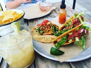 Charred broccoli tacos and soyrizo tacos at Pablo y Pablo in Seattle