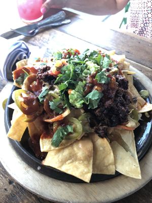 Vegan nachos with chorizo at Pablo y Pablo in Seattle
