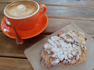 Almond Croissant + Rice Milk Latte = Winning at Tart Bakery - St Kevins Arcade in Auckland