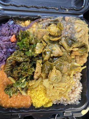 Everything plate at Oasis Vegan Veggie Parlor in Dorchester