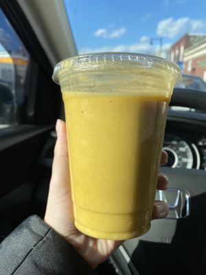Mango smoothie at Oasis Vegan Veggie Parlor in Dorchester