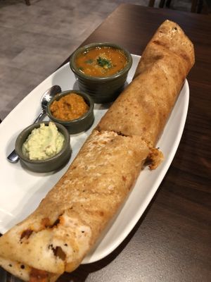Dosa with potato and spicy sauce at Daana in Canberra