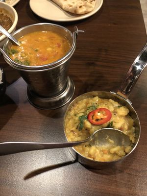Dal and potato curries at Daana in Canberra