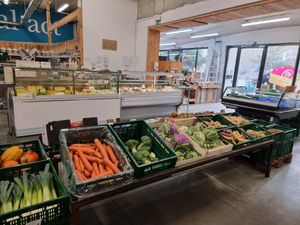 Vegs - but also lots of dairy (at back, fridge) at Coop Content in Leuven