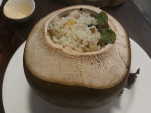 Coconut fried rice at ROM Vegetarian Restaurant in Da Nang