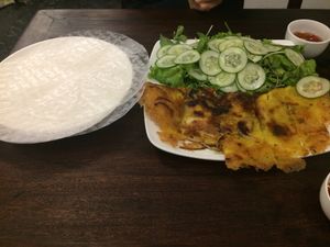 Vietnamese pancake they can make it also vegan - it's enough for 2  at ROM Vegetarian Restaurant in Da Nang