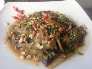 Mushroom and eggplant at ROM Vegetarian Restaurant in Da Nang