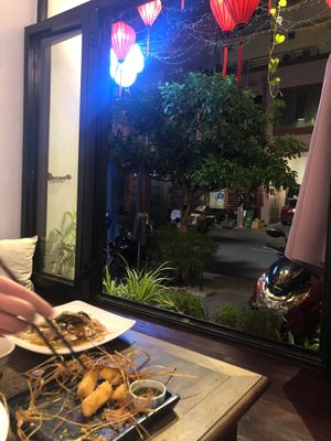 Window table at ROM Vegetarian Restaurant in Da Nang