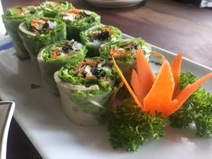 Vietnamese rolls at ROM Vegetarian Restaurant in Da Nang