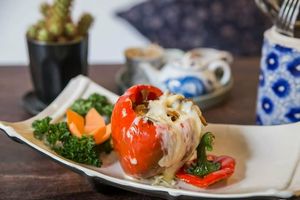 Bake bell pepper at ROM Vegetarian Restaurant in Da Nang