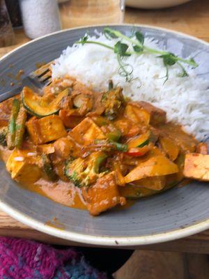 Veg and tofu red Thai curry special  at The Bare Food Company in Drogheda