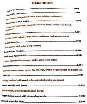 Menu 1 at Happy Veggies in Ponta Delgada