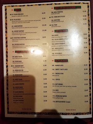 Menu2 at Bollywood Indian Restaurant in Simi Valley