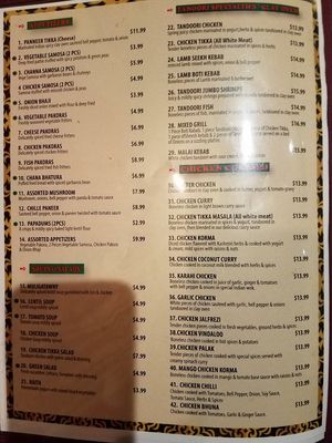 Menu 4 at Bollywood Indian Restaurant in Simi Valley