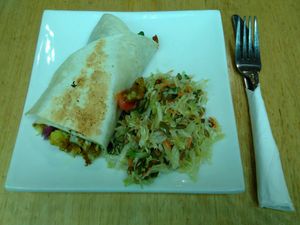Cauliflower aioli wrap & salad for $7 at Watson's Eatery in Dunedin