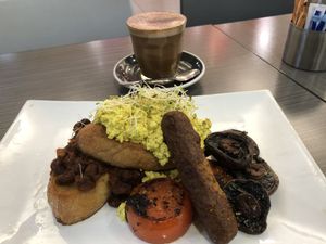 Almond mocha and big breakfast! Very tasty!!  at Watson's Eatery in Dunedin