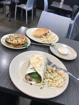 Pulled jack fruit sandwich
Hash brown bagel
Cauliflower bhaji
 at Watson's Eatery in Dunedin