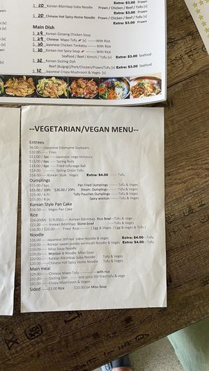 Vegan menu  at Mudan Tearoom and Eatery in Tauranga