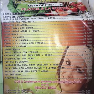 menu1 at Vegetarian Club in Cajamarca