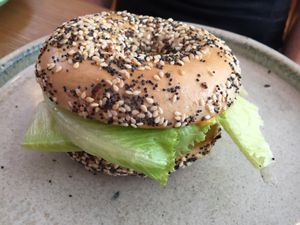 Vegan pretzel bagel at Tootsie Roller in Fitzroy North