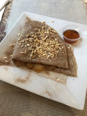 Vegan peach and granola crèpe  at Geneva Crepe Bistro in Kingston