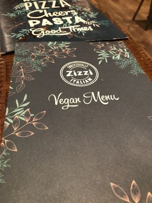 Separate vegan menu.   at Zizzi in Hull