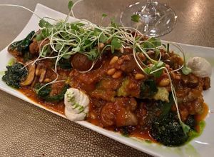 Braised mushroom ravioli  at Oliver's in Santa Barbara