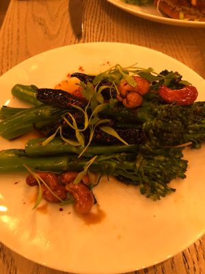 Kung pow broccolini at Oliver's in Santa Barbara
