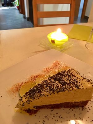 Soya cake al limone con semi di papavero  at Primo Ristorante  in Spotorno