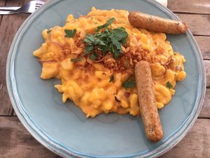 Spätzle mit Bratvurst at Weingut Trautwein - Restaurant & Hotel in Flonheim