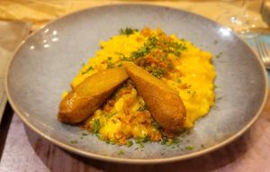 Spaetzel with sausage at Weingut Trautwein - Restaurant & Hotel in Flonheim