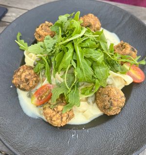 Königsberger Klopse Pasta  at Weingut Trautwein - Restaurant & Hotel in Flonheim