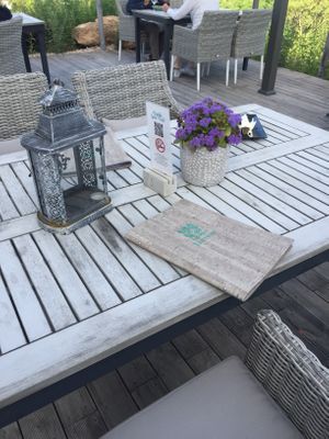 Restaurant table outside  at Weingut Trautwein - Restaurant & Hotel in Flonheim