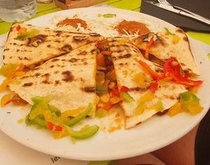 Vegetarian Quesadilla (made vegan with no cheese) at Mex Cantina Bona Fide in Dubrovnik