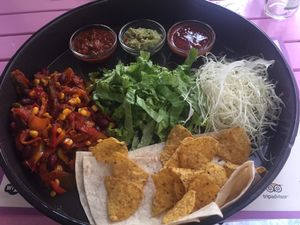 Fajitas (vegan) - so much food. We got second tortilla free to use up fillings at Mex Cantina Bona Fide in Dubrovnik