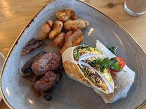 Vegan breakfast wrap with potatoes at Everly in Madison