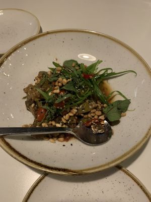 Thai eggplant caponata + silken tofu   at Everly in Madison