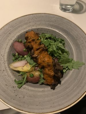 Grilled oyster mushrooms vesuvio   at Everly in Madison