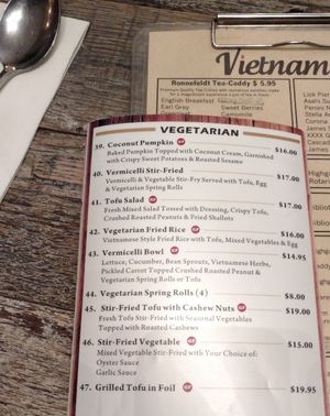 Vegetarian menu can be altered to be vegan on request at Vietnam House Restaurant in Fortitude Valley
