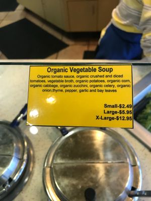 Vegan vegetable soup ingredients  at Strawberry Fields Cafe in Midland