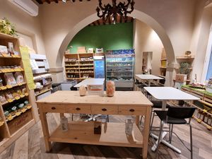 Inside, some seating places at Oasi Verde in Siena