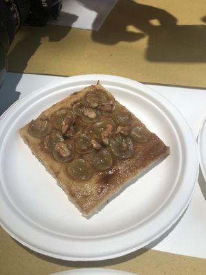 Grape and walnut pizza  at Oasi Verde in Siena