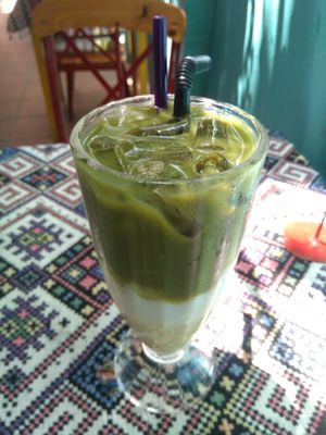Drink made from mung bean, greens and coconut milk at Nook Eatery in Hue