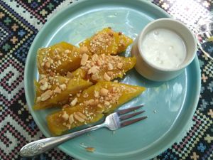 Steamed banana and coconut milk at Nook Eatery in Hue