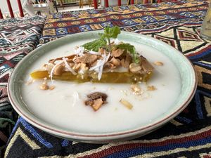 Banana tapioca cake in coconut cream   at Nook Eatery in Hue