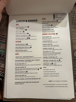 Menu  at Nook Eatery in Hue