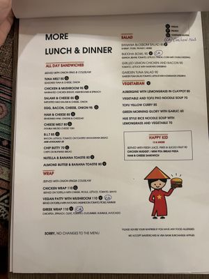 Menu  at Nook Eatery in Hue